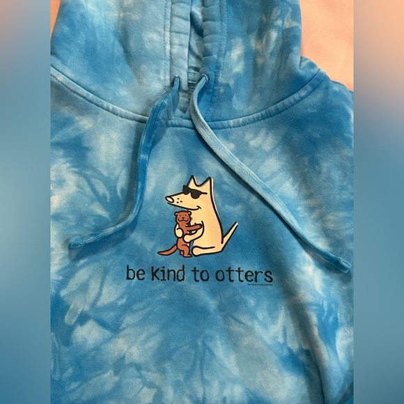 Teddy the Dog “Be Kind to Otters” Blue Tie Dye Hoodie - M - Picture 5 of 10